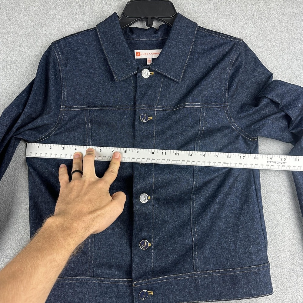 Jude Connally Jacket Womens Small Blue Denim Button Front Stretch Collared USA - Picture 3 of 7
